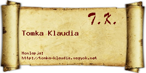 Tomka Klaudia névjegykártya